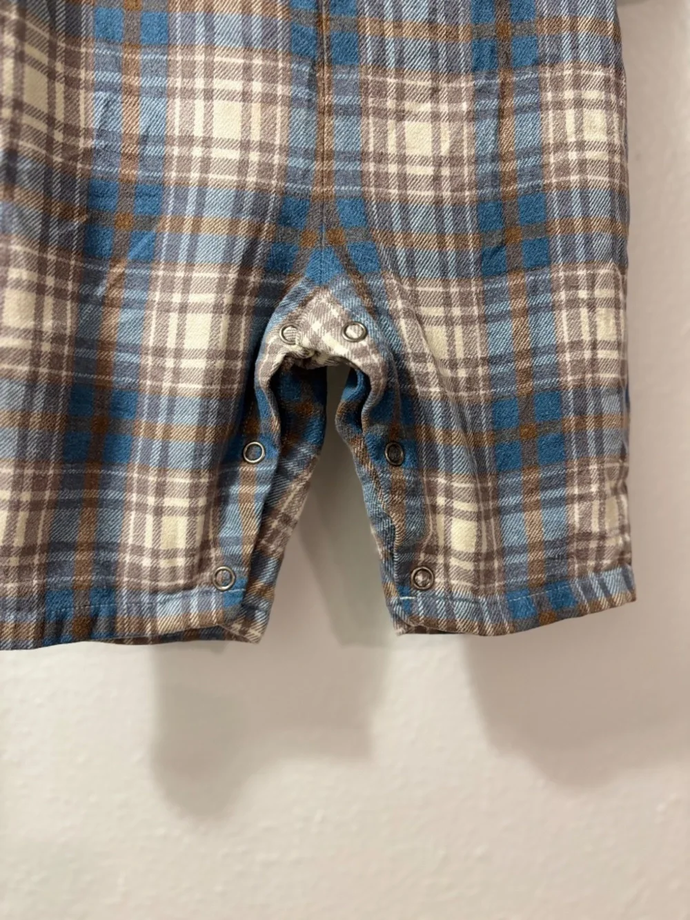 Ralph Lauren Infant Boys Sz 6M Blue Plaid Flannel One Piece Jumpsuit